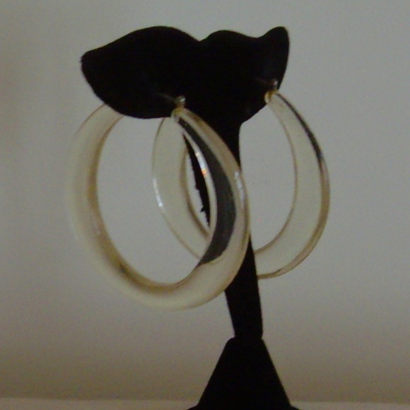 Clear Lucite Hoop Earrings (Pierced) - Picture 2 of 10